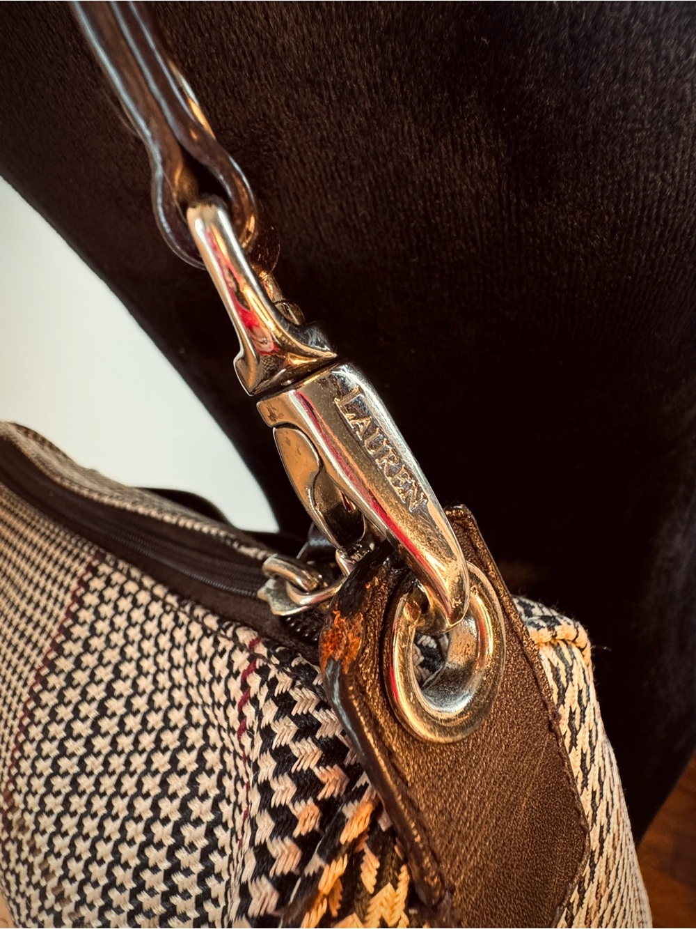 ‼️SOLD‼️ Vintage 1993 Ralph Lauren Houndstooth Shoulder Bag - Picture 5 of 6